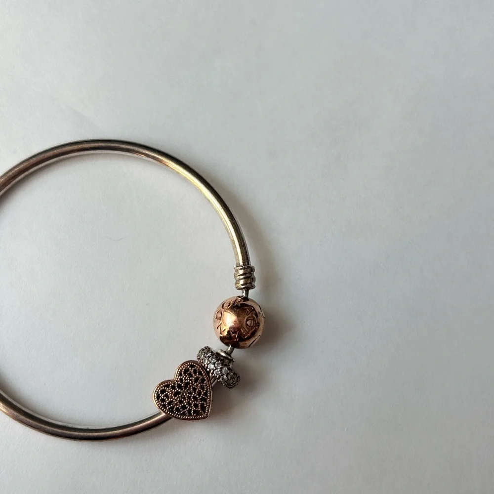 Rose Gold Pandora Bangle Bracelet - Picture 8 of 8